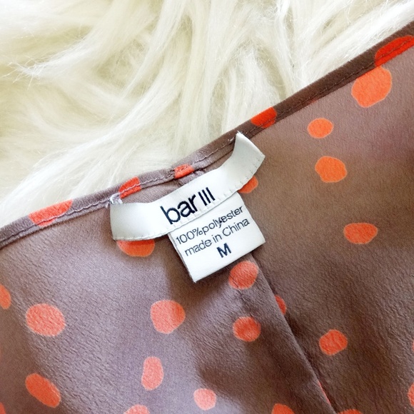 Bar III Polka Dot Flutter Sleeve Tunic Dress Muted Purple Coral Dots - Picture 2 of 4